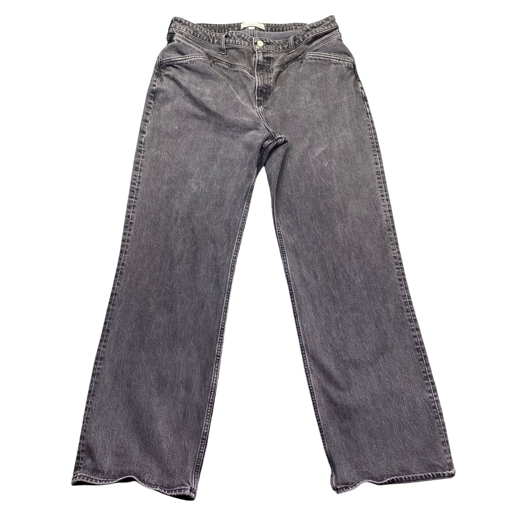 Abercrombie & Fitch The 90s Relaxed Jean High Rise Curve Love Black Grey 33 Long